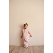 Pembe Çizgili Asimetrik Cepli Müslin Takım