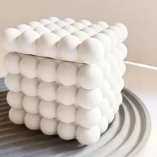 Bubble Kare Beton Saksı & Kalemlik - Modern Minimalist Dekoratif Organizer