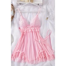 Merry See Dantelli Askılı Yumuşacık Tanga ve Gecelik Takım