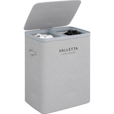Valletta Paloma 100L Çift Bölmeli Katlanabilir Kumaş Kirli Çamaşır Sepeti Açık Gri XL