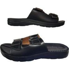 Vizyon Erkek Siyah Büyük Numara Battal Tokalı Terlik