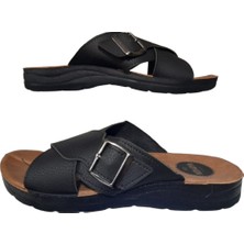 Vizyon Erkek Siyah Büyük Numara Battal Tokalı Terlik