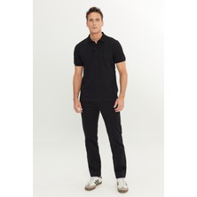 %100 Pamuk Regular Fit Normal Kesim Siyah Polo Yaka Tişört