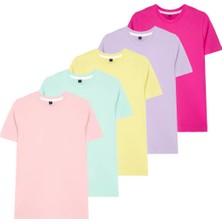 Kız Çocuk %100 Pamuk 5'li Tişört