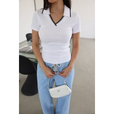 Polo Yaka Şeritli Tshirt