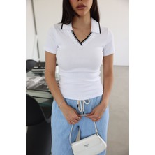 Polo Yaka Şeritli Tshirt