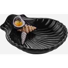 Edelweiss Italy Frutti Di Mare Siyah Seramik Servis Tabağı 20X18 cm