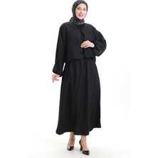 Sefa Merve Bağcık Detaylı Bluz Etek Ikili Takım 2066-01 Siyah