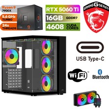 Gaming Pc Ddr5  - Rtx 5060Tİ 16 GB – Ryzen 9 7900X – 32GB – 64GB - Ddr5 Ram – 1tb M.2 SSD -Sıvı Sogutmalı – Windows 11 Pro