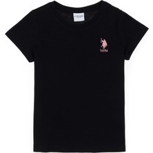 U.S. Polo Assn. Kız Çocuk Siyah Bisiklet Yaka Basic Tişört 50306210-VR046
