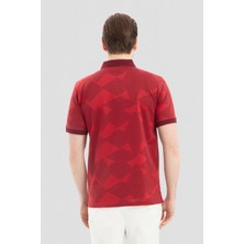 Sabri Özel Erkek Bordo Geometrik Desenli Polo Yaka Tişört