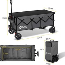 Sekey Xxxl Katlanabilir El Arabası 300L 200KG Taşıma Arabası Büyük El Arabası Gri
