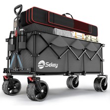 Sekey Xxxl Katlanabilir El Arabası 300L 200KG Taşıma Arabası Büyük El Arabası Gri