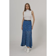 Nidam Butik Bel Lastikli Dantel Etek - Mavi