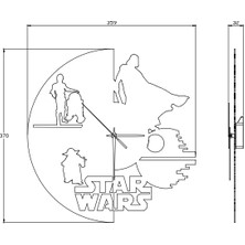 Star Wars Temalı Lazer Kesim Duvar Saati - Özel Tasarım 2 mm ST37