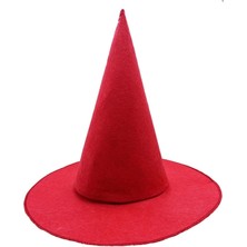 Shop Nova Kırmızı Renk Keçe Cadı Şapkası Yetişkin Çocuk Uyumlu 35 x 38 cm