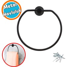 Bez Havluluk Aparatı Lavabo Banyo Mutfak Bez Havlu Askısı Siyah Paslanmaz Vidalı Metal