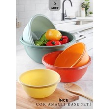 Beşli Badya Seti Üç Boy Badya Leğen Sebze Meyve Yıkama Kabı Mutfak Tası 5'li Karıştırma Kasesi
