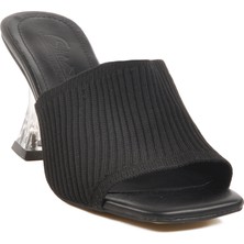 Siyah Şeffaf Topuklu Kadın Terlik T-401 Z