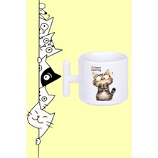 Sevimli Kedi Good Mornıng Tasarım Baskılı Beyaz T Sap Kupa Bardak