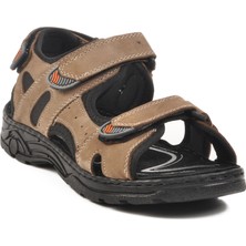 Kum Nubuk Hakiki Deri Çift Bantlı Erkek Çocuk Sandalet 1305 G