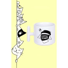 Coffee Power Cahve Gücü Tasarım Baskılı Beyaz T Sap Kupa Bardak
