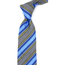 Gortroe Style Gri Çizgi Desen Italyan Ipek Kravat İK1956
