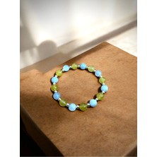 Yaz Akşamı Bilekliği: Akuamarin & Yeşil Akik Doğal Taş Bileklik