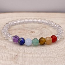 7 Çakra Kristal Kuvars ile Huzur: Unisex Doğal Taş Bileklik