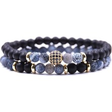 Sertifikalı Toz Akik, Oniks, Hematit Doğal Taş Bileklik > A+Kalite