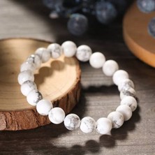 Unisex Howlite Beyaz Doğal Taş Bileklik
