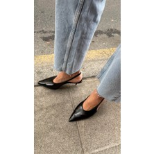 Sivri Burun Dekolteli Siyah Kadın Topuklu