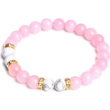 Pembe Kuvars ve Havlit Doğal Taşlı Bileklik | Dişil Enerji Sağlar > Sertifikalı