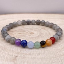Içsel Denge ve Aydınlanma 7 Çakra Labradorit: Unisex Doğal Tas Bileklik