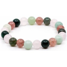 A+ Kalite | Güneş Taşı, Akuamarin, Aventurin, Pembe Kuvars Doğal Taş Bileklik