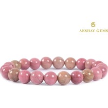 A+ Kalite | Pembe Rodonit Doğal Taş Bileklik > Sertifikalı + Doğal Taş Hediyeli