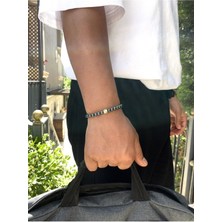 Kraliyetin Zirvesi > Altın Kaplama Zirkonyum Detaylı Hematit Doğal Taş Bileklik - Şıklık Ötesi