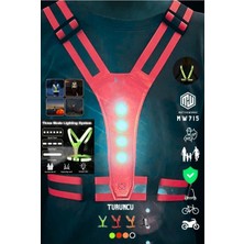 Reflektif Işıklı Yelek Turuncu Fosforlu Neon Bisiklet, Motosiklet,scooter Gece Ikaz Uyarı Yeleği