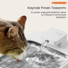 Petfit Aqua Flow 4l Çelik Hazne Wi-Fi Bataryalı Akıllı Otomatik Kedi Köpek Su Pınarı Su Çeşmesi Su Şelalesi (Ultra Sessiz+Uv Filtre+Akıllı Sensör)