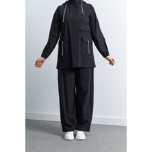 Letafet Cep Detaylı Pantolonlu Takım - Siyah