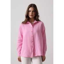 Passense Müslin Uzun Kol Gömlek - Şeker Pembe