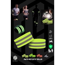 Reflektif Kolluk Bacak ve Bel Sarı Fosfor Neon Bisiklet, Motosiklet,scooter Gece Ikaz Uyarı Bandı