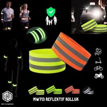 Reflektif Kolluk Bacak ve Bel Sarı Fosfor Neon Bisiklet, Motosiklet,scooter Gece Ikaz Uyarı Bandı