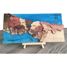 3 Boyutlu Ahşap Istanbul Haritası – Katmanlı ve Derinlikli Tasarım – 42X21CM cm – Şablon ve Yapıştırıcı Dahil