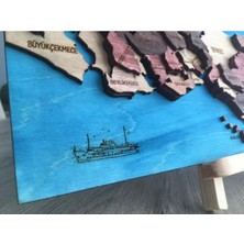 3 Boyutlu Ahşap Istanbul Haritası – Katmanlı ve Derinlikli Tasarım – 42X21CM cm – Şablon ve Yapıştırıcı Dahil