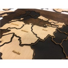 %100 Ahşap Gez-Boz Türkiye Haritası - Tüm Iller Çıkarılabilir Coğrafya Öğrenme Aracı 65X35 cm