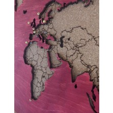 Masaüstü Kişiselleştirilebilir Ahşap Mantar Dünya Haritası - Mini Şövale ve 30 Adet Pin Hediyeli – 30X20CM