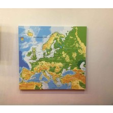 Kanvas Avrupa Haritası - Ev ve Ofis Dekorasyonu 70X70CM