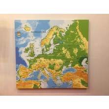 Kanvas Avrupa Haritası - Ev ve Ofis Dekorasyonu 70X70CM