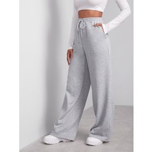 Unısex Iki Iplik Beli Lastikli Oversize Bol Paça Lastikli Eşofman Altı